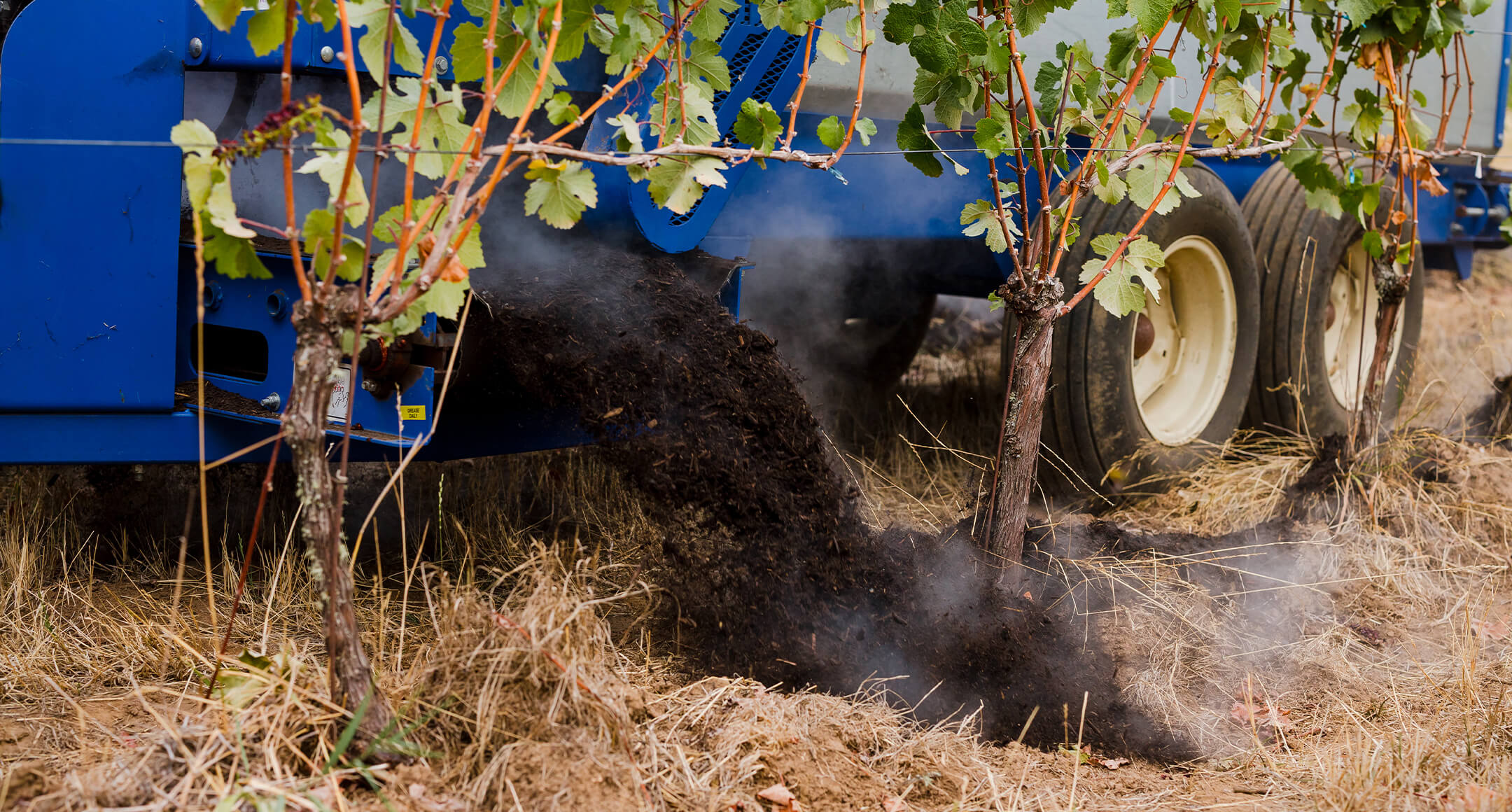 Compost application Jacob Hart Estate Vineyard