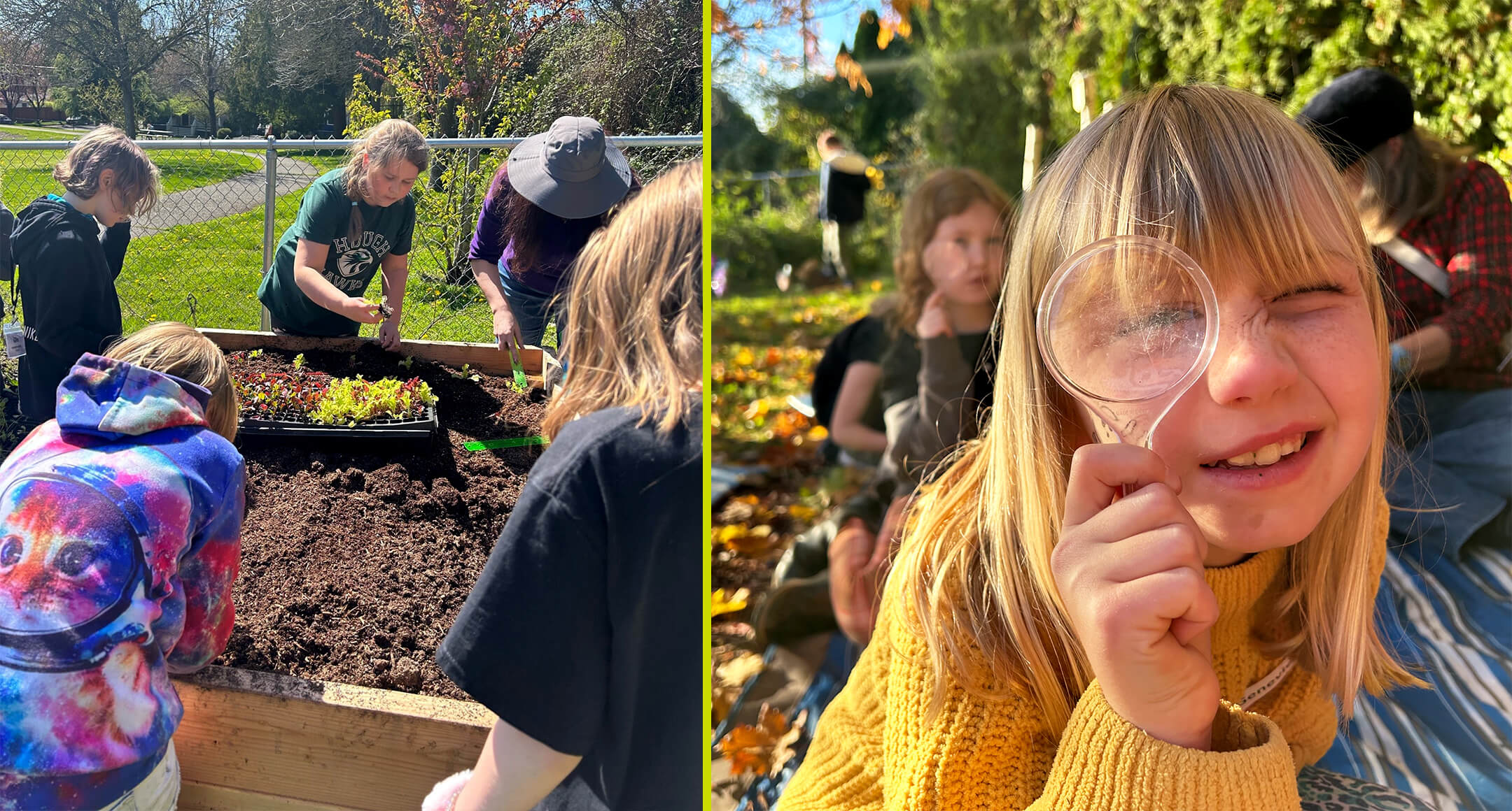 An image courtesy of Hough Foundation Kids of Horticulture showing children working in a garden.