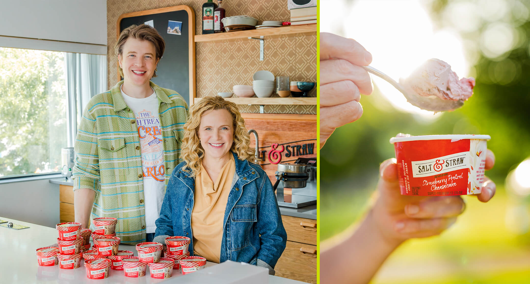 Salt & Straw owners Kim and Tyler Malek with half-pints of Salt & Straw ice cream.