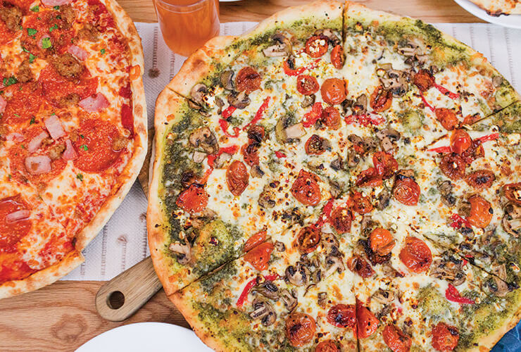 Two New Seasons PizzaNW deli pizzas.